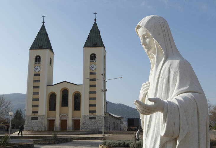 A statue of Mary is seen outside St. James Church in Medjugorje, Bosnia-Herzegovina, in this Feb. 26, 2011, file photo. (CNS photo/Paul Haring)