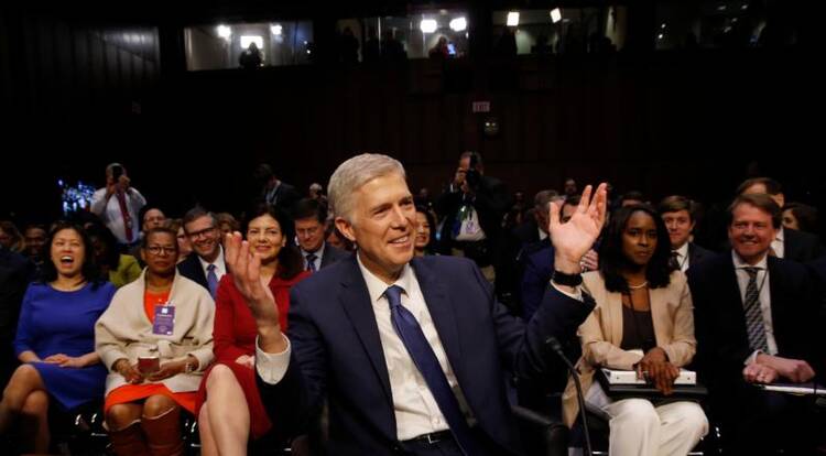 Judge Neil Gorsuch, President Donald Trump's nominee for the U.S. Supreme Court, attends his Senate Judiciary Committee confirmation hearing on Capitol Hill on March 20 in Washington. (CNS photo/Jonathan Ernst, Reuters)