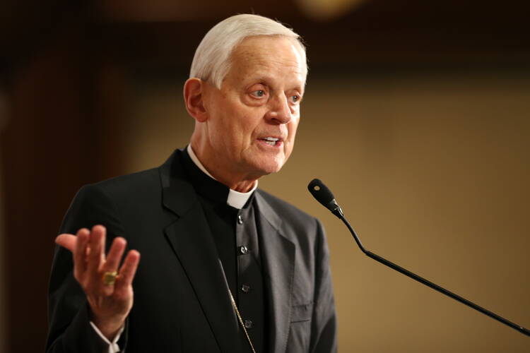 Washington Cardinal Donald W. Wuerl speaks during an April 20 forum to release the findings of a study on responses to Christian persecution. The event was at the National Press Club in Washington. (CNS photo/Bob Roller) 