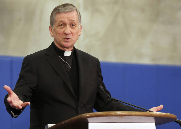 Cardinal Blase J. Cupich of Chicago at a press conference in Chicago on April 4. (CNS photo/Karen Callaway, Chicago Catholic)