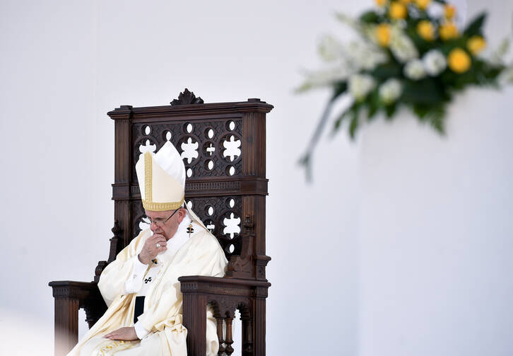 Pope Francis celebrates Mass on May 27 during his pastoral visit in Genoa, Italy. (CNS photo/Georgio Perottino Garofalo, Reuters) 