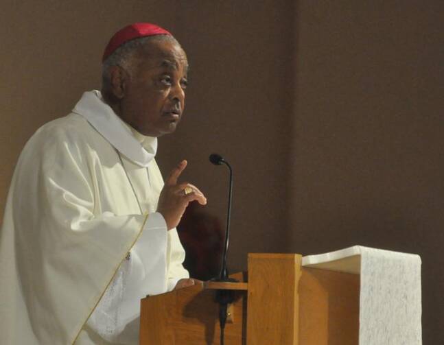 Atlanta Archbishop Wilton D. Gregory delivers the homily during Mass on June 14 at SS. Peter and Paul Cathedral in Indianapolis during the U.S. Conference of Catholic Bishops' annual spring assembly. (CNS photo/Sean Gallagher, The Criterion)