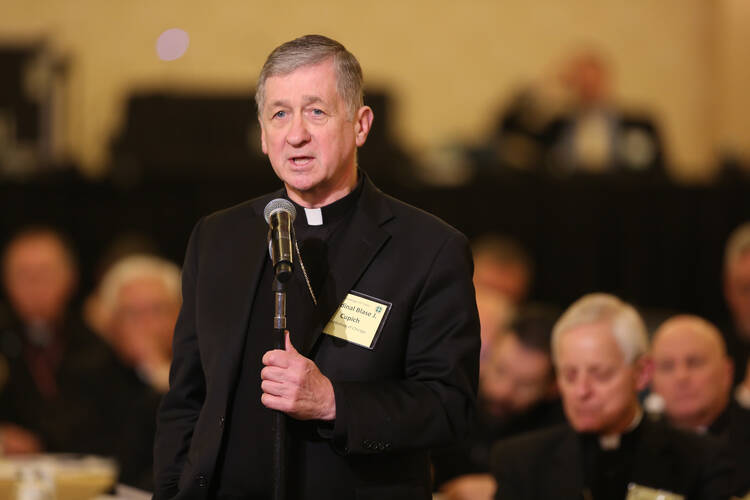 Cardinal Blase J. Cupich of Chicago speaks Nov. 13 during the fall general assembly of the U.S. Conference of Catholic Bishops in Baltimore. (CNS photo/Bob Roller)
