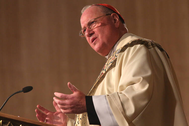 New York Cardinal Timothy M. Dolan, chairman of the U.S. bishops' Committee on Pro-Life Activities, delivers the homily during the opening Mass of the 2017 National Prayer Vigil for Life at the Basilica of the National Shrine of the Immaculate Conception in Washington. (CNS photo/Bob Roller)