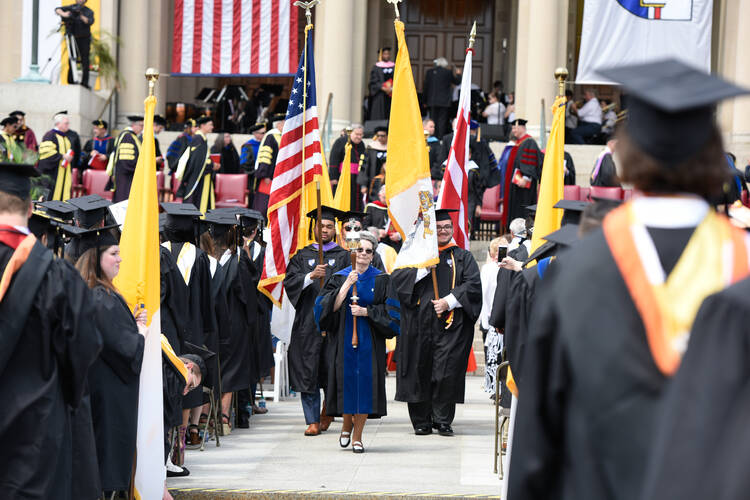 Students and faculty at The Catholic University of America celebrate graduation on May 12 in Washington, D.C. (CNS photo/Dana Rene Bowler, courtesy The Catholic University of America) 