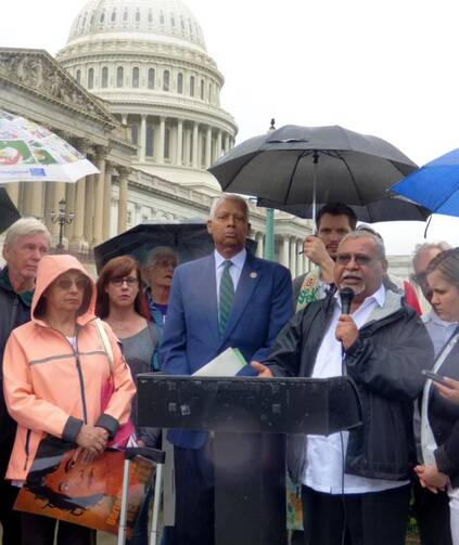 Honduran Jesuit Father Ismael Moreno Coto, better known as "Padre Melo," is seen near the U.S. Capitol in Washington May 17. (CNS photo/Rhina Guidos) 