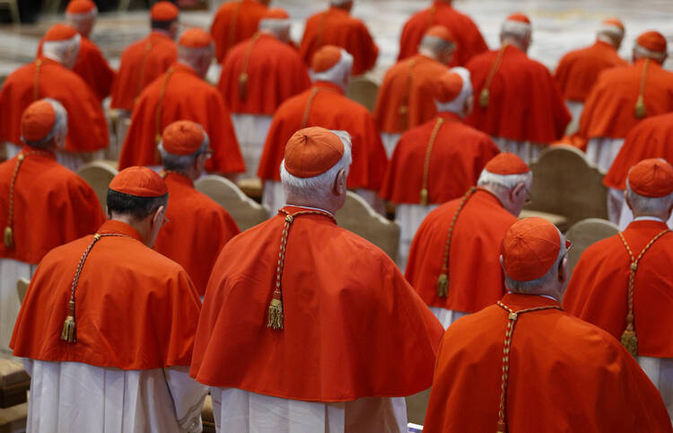 Cardinals attend the Good Friday service led by Pope Francis in St. Peter's Basilica at the Vatican, March 30, 2018. (CNS photo/Paul Haring) 