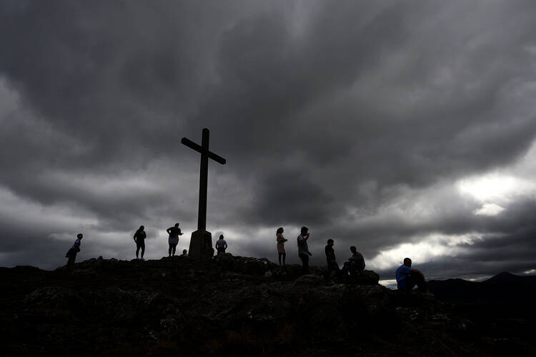 The Holy Year Cross on the Irish summit of Bray Head between the towns of Bray and Greystones, Ireland. (CNS photo/Clodagh Kilcoyne, Reuters)