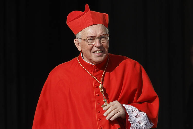 Cardinal Giovanni Battista Re arrives for Pope Francis' celebration of the opening Mass of the Synod of Bishops at the Vatican Oct 3., 2018.