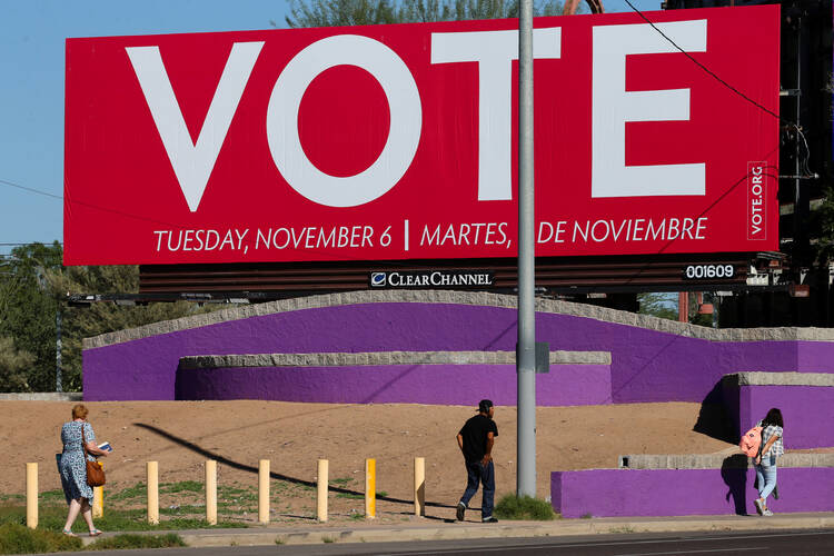 A billboard in Phoenix encouraged people to vote in the midterm elections. (CNS photo/Elijah Nouvelage, Reuters)