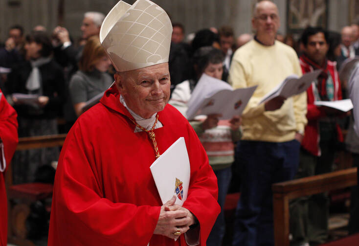 Then-Cardinal Theodore E. McCarrick, retired archbishop of Washington, arrives in procession for a Mass of thanksgiving for Cardinal Donald W. Wuerl of Washington in St. Peter's Basilica at the Vatican Nov. 22, 2010. (CNS photo/Paul Haring) 