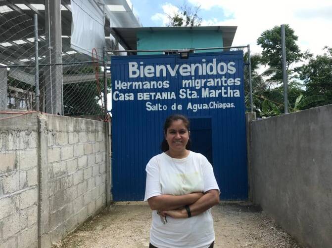 Sister Diana Munoz Alba, a human rights lawyer and member of the Franciscan Missionaries of Mary, poses for a photo outside Casa Betania Santa Martha June 29, 2019, in Salto de Agua, Mexico. (CNS photo/David Agren)
