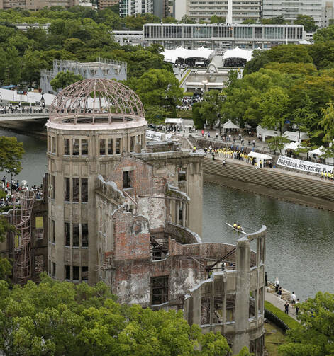 The Atomic Bomb Dome is seen in Hiroshima, Japan, Aug. 6, 2019.