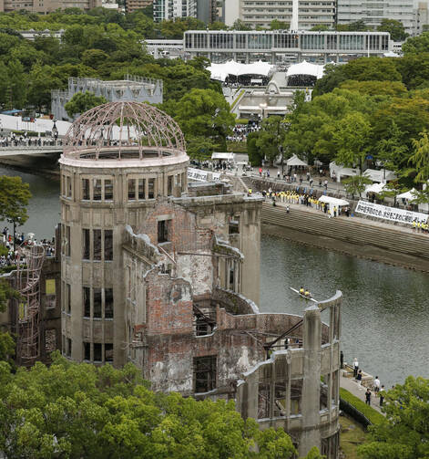 The Atomic Bomb Dome is seen in Hiroshima, Japan, Aug. 6, 2019.
