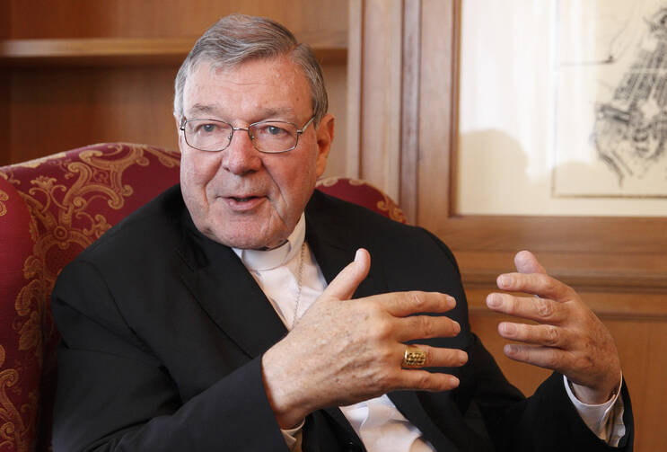 Australian Cardinal George Pell is pictured in Rome May 8, 2014. (CNS photo/Robert Duncan) 