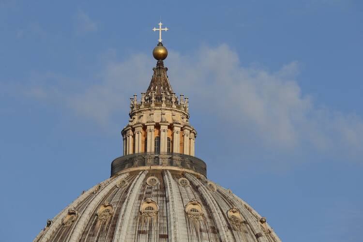 The dome of St. Peter's Basilica is pictured at the Vatican. Church officials released the 2019 budget report Oct. 1, 2020. (CNS photo/Paul Haring)