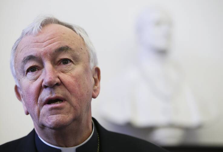 Cardinal Vincent Nichols of Westminster, England, is pictured in a Feb. 24, 2014, photo. An inquiry into the Catholic Church in England and Wales released Nov. 10, 2020, criticized Cardinal Nichols and the Vatican for failing to show compassion or leadership in the fight against child abuse. (CNS photo/Max Rossi, Reuters)