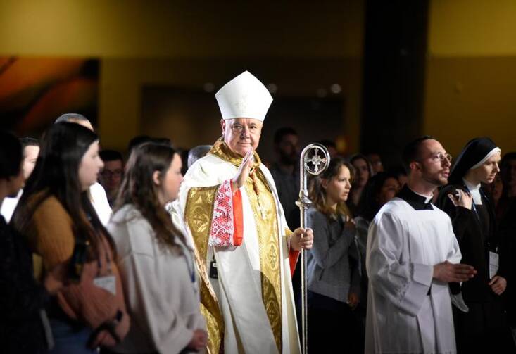 Cardinal Gerhard Muller arrives for Mass at the annual Student Leadership Summit of the Fellowship of Catholic University Students at the Phoenix Convention Center Jan. 1, 2020. (CNS photo/Jesus Valencia, Catholic Sun)