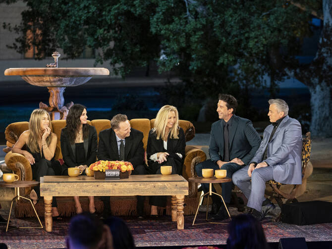 The cast reassembled for “Friends: The Reunion” (photo credit: HBO Max)