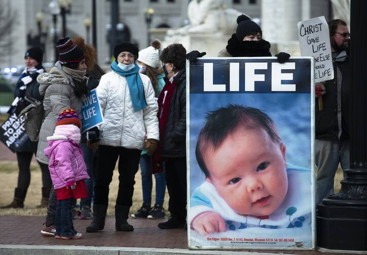 March for Life participants demonstrate near Union Station in Washington Jan. 29, 2021, amid the coronavirus pandemic.