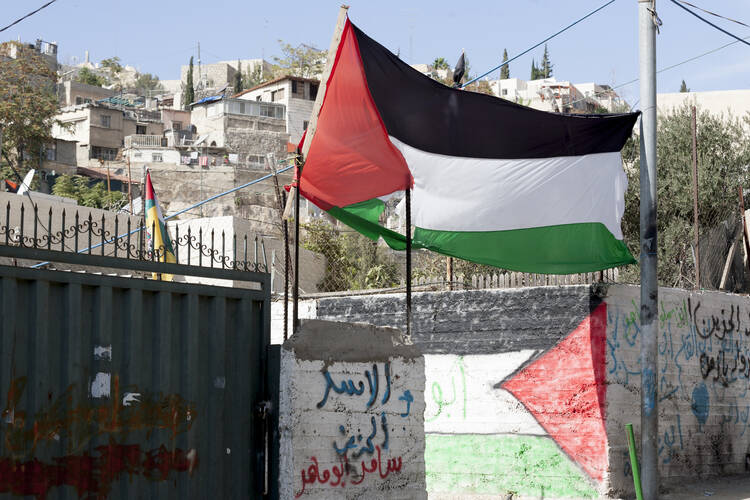 A Palestinian flag in Silwan, one of the few neighborhoods in East Jerusalem were large numbers of Palestinians still reside. (iStock/DZarzycka)  