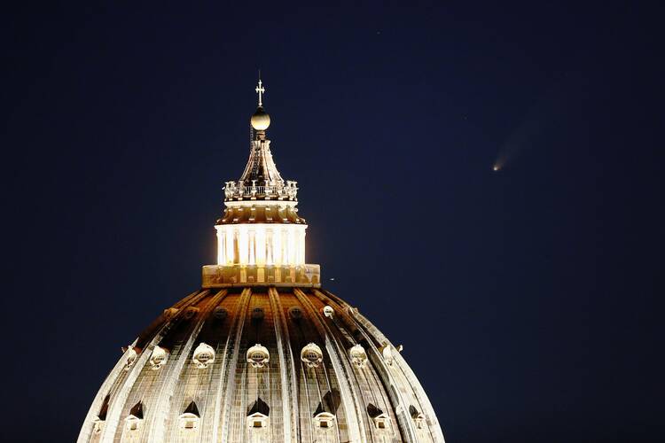 The dome of St. Peter's Basilica in is seen at the Vatican in this 2020 file photo. On March 19, 2022, Pope Francis promulgated the long-awaited constitution reorganizing the Roman Curia. (CNS photo/Guglielmo Mangiapane, Reuters)