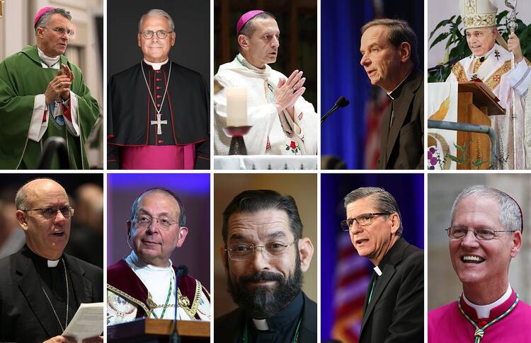 in ten photos, Archbishop Timothy Broglio; Archbishop Paul Coakley; Bishop Frank Caggiano; Bishop Michael Burbidge; Archbishop Salvatore Cordileone; Archbishop Paul Etienne;  Archbishop Gustavo García-Siller; Bishop Daniel Flores; Archbishop William Lori; and Bishop Kevin Rhoades