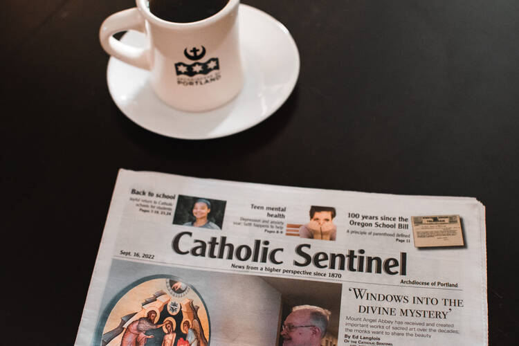 A recent copy of the Catholic Sentinel, published by the Archdiocese of Portland, Ore. (Courtesy of Elisha Valladares-Cormier)