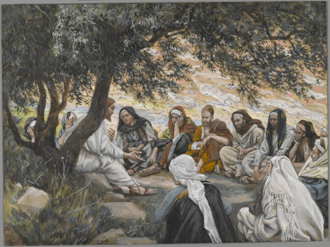 James Tissot's painting of Jesus speaking with the apostles