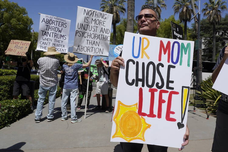 Phillip Mendoza joined other anti-abortion supporters at the California March for Life rally held at the Capitol in Sacramento, Calif.