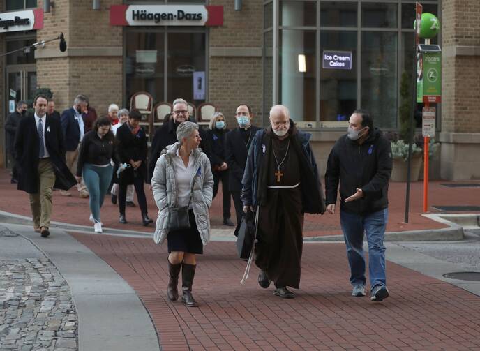 cardinal sean o'malley of boston leads a walk to end abuse in a 2021 file photo