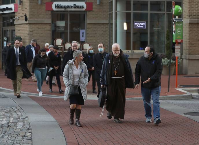 cardinal sean o'malley of boston leads a walk to end abuse in a 2021 file photo