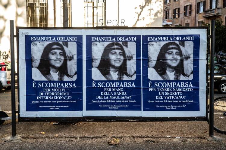 Three side-by-side blue posters depicting a missing girl 