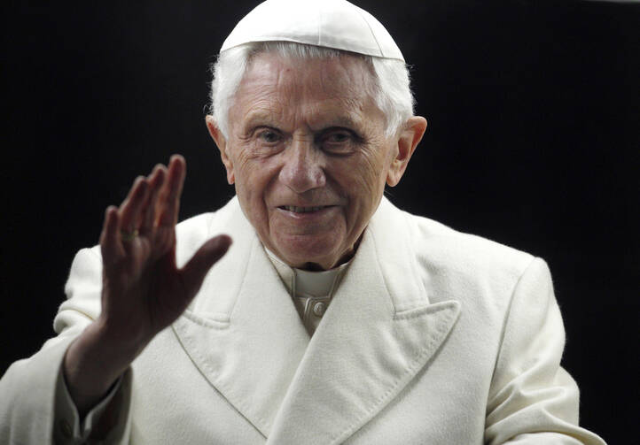 Pope Benedict XVI blesses the faithful as he arrives in St. Peter's Square at the Vatican to bless the nativity scene on Dec. 31, 2011. Pope Emeritus Benedict XVI, the German theologian who will be remembered as the first pope in 600 years to resign, has died, the Vatican announced Saturday. He was 95. (AP Photo/Pier Paolo Cito, File)