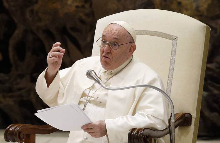 pope francis gestures during the general audience