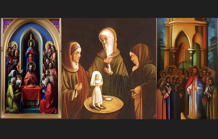 three ai images of Jesus with disciples as described in the article