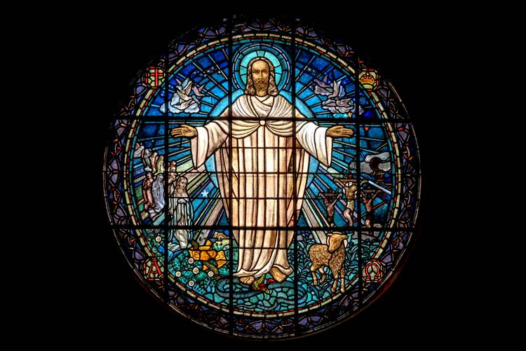 Jesus depicted in stained glass