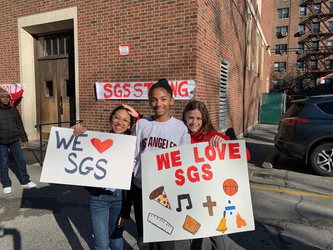 Students pictured at a rally protesting the decision to close St. Gabriel’s School.).