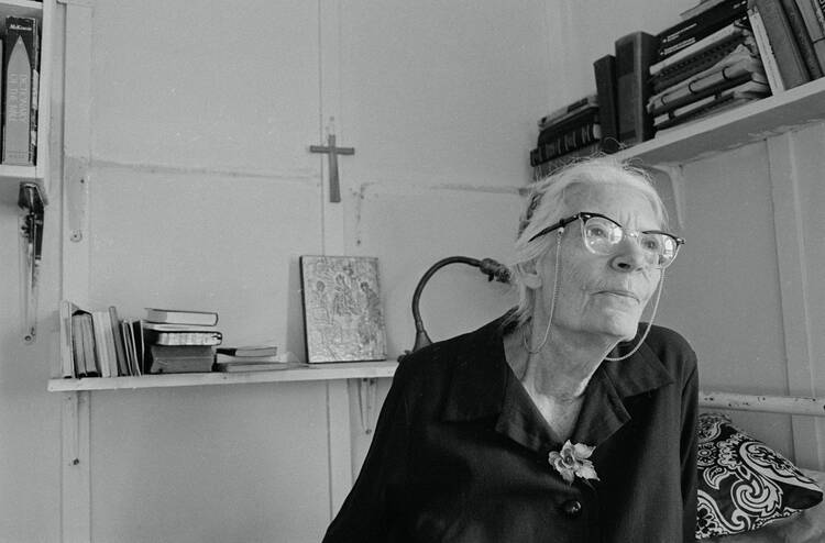 Dorothy Day in her bedroom at the Catholic Worker in New York City