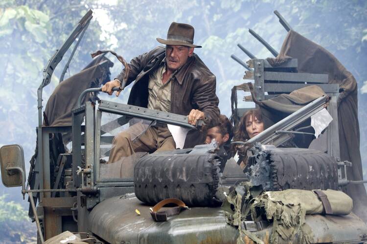 Harrison Ford, left, Shia LaBeouf and Karen Allen star in "Indiana Jones and the Kingdom of the Crystal Skull" (CNS photo/Paramount). 