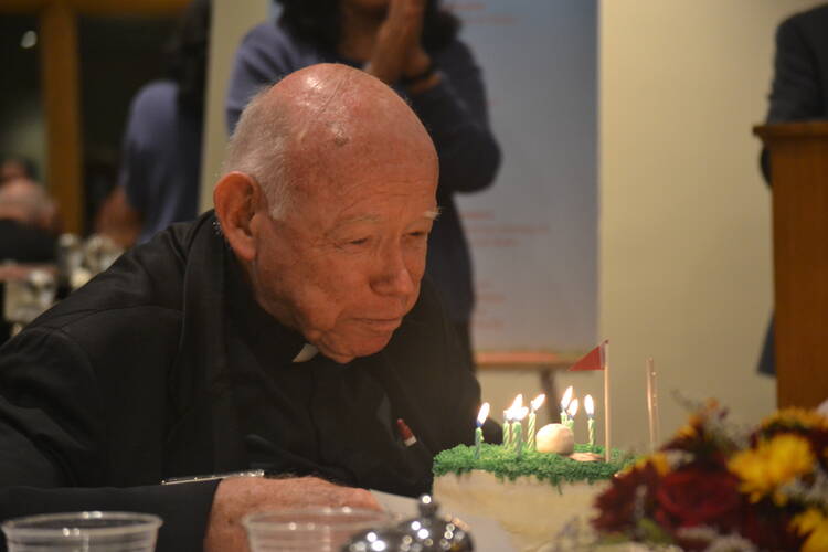 Father James F. Keenan at his 80th birthday party (photo: Jesuits USA East)
