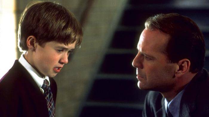 Haley Joel Osment and Buce Willis in a scene from the film The Sixth Sense