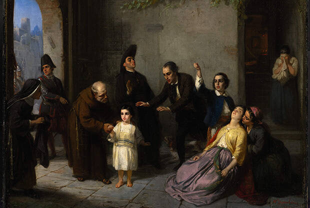 "The Kidnapping of Edgardo Mortara" (1862) by the 19th century German Jewish painter Moritz Daniel Oppenheim