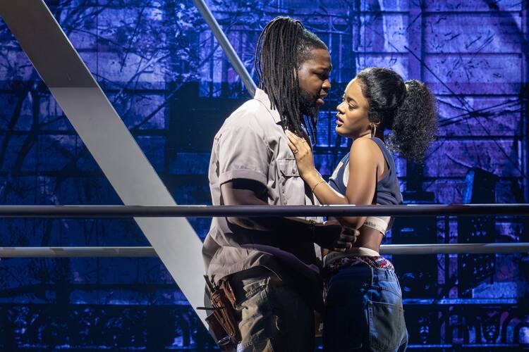 Chris Lee and Maleah Joi Moon in the premiere of “Hell’s Kitchen,” a new musical with music and lyrics by Alicia Keys at the Public Theater (photo: Joan Marcus).