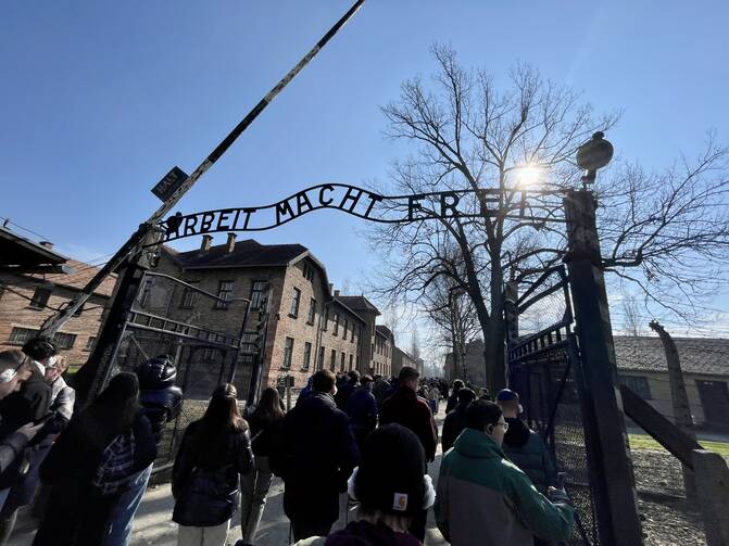 In the spring of 2023, 14 students from Xavier High School visited Auschwitz with staff and faculty as part of the school’s new Holocaust studies program (photo: Brian McCabe). 