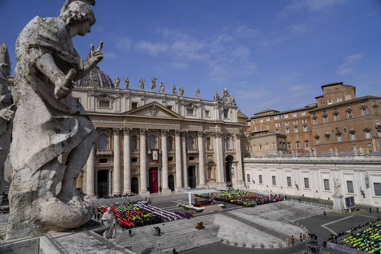 a wide shot of st peters square