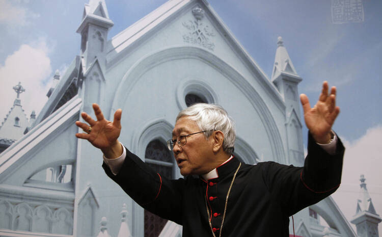 In this April 9, 2009, file photo, Hong Kong's outspoken cardinal Joseph Zen speaks during a news conference in Hong Kong. The retired archbishop of Hong Kong has slammed the Holy See's negotiations with Beijing as a "catastrophe" that would bring suffering to millions of worshippers, as a bitter dispute inside the Roman Catholic Church over its future in China escalates in a dramatic fashion. (AP Photo/Kin Cheung, File)
