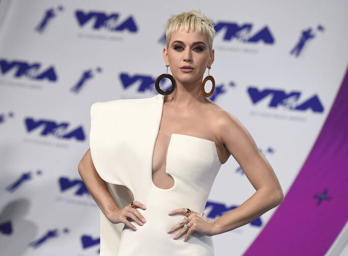 Katy Perry arrives at the MTV Video Music Awards at The Forum in Inglewood, Calif. in 2017. (Photo by Jordan Strauss/Invision/AP, File)