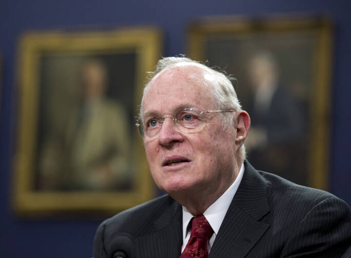 In this March 23, 2015, file photo, Supreme Court Associate Justice Anthony Kennedy testifies before a House Committee on Appropriations Subcommittee on Financial Services hearing on Capitol Hill in Washington. (AP Photo/Manuel Balce Ceneta, File)