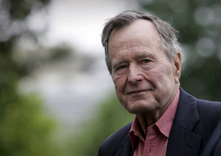 Former President George H.W. Bush arrives on the South Lawn of White House in Washington in May 2008. Bush died at the age of 94 on Friday, Nov. 30, 2018, about eight months after the death of his wife, Barbara Bush. (AP Photo/Lawrence Jackson, File)